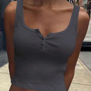 Charcoal Gray Ribbed Tank Top